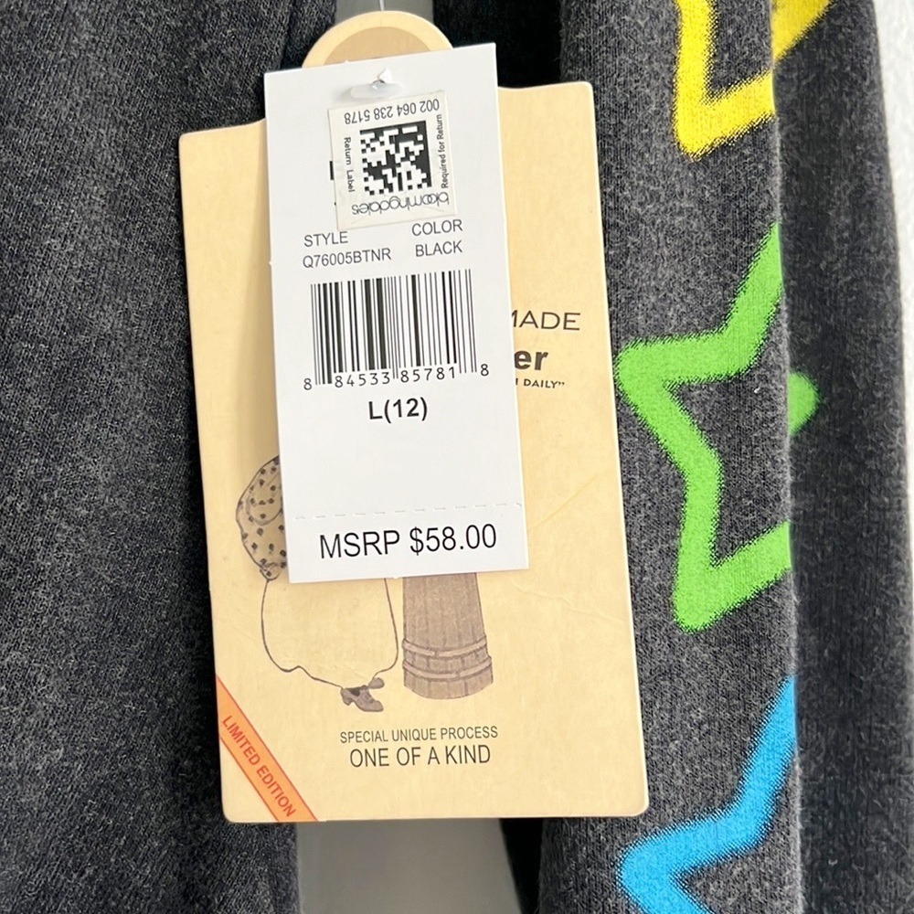 Butter Super Soft Stars Twist Front Cropped Sweatshirt Gray NWT - Picture 4 of 11